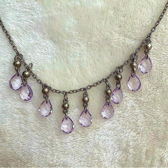 Faceted Lavender Acrylic Bib Necklace - Picture 3 of 4